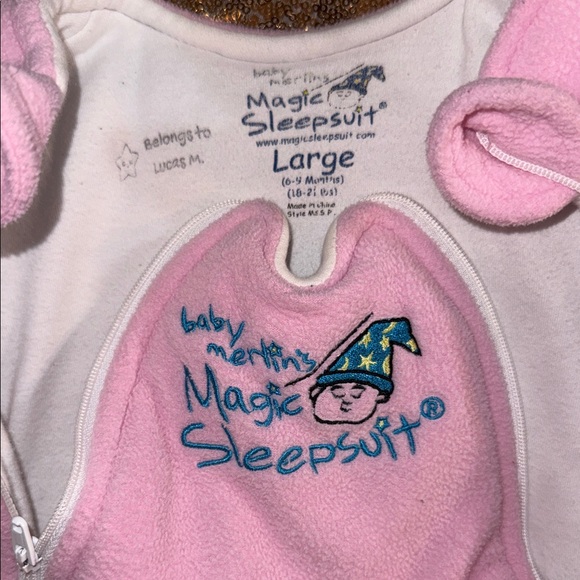 Baby Merlin's Magic Sleepsuit Pink Fleece One Piece - Picture 2 of 5